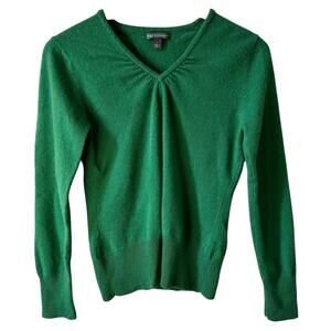 Apt 9 100% Cashmere Womens VNeck Sweater Pullover Green Large Soft Career Preppy